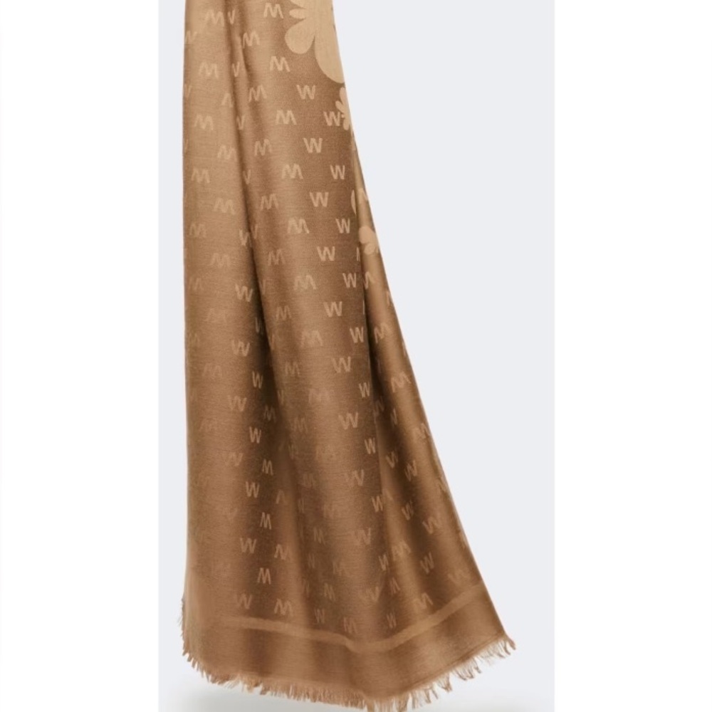 NWOT Weekend Max Mara Label-cut Jacquard Viscose & Wool Stole Fall/Winter Brown